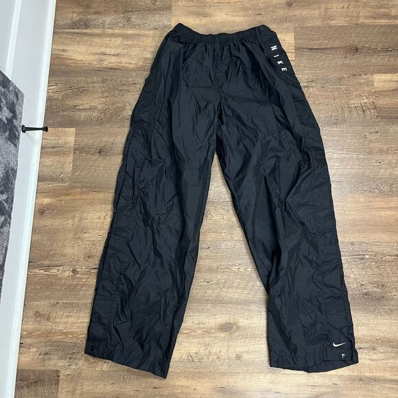 Vtg 90's Nike Tear Away Snap Button Black Spellout Track Nylon Pants Men's XL - Picture 1 of 12